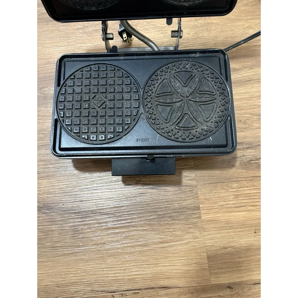 Vintage Rival 9705/1 Pizzelle Waffle Baker Tested Reversible Plates